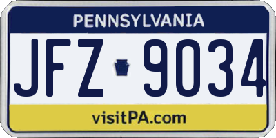 PA license plate JFZ9034