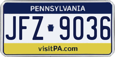 PA license plate JFZ9036