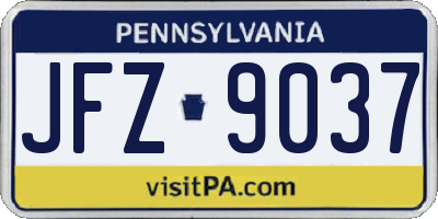 PA license plate JFZ9037