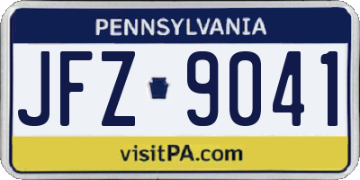 PA license plate JFZ9041