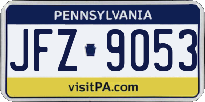 PA license plate JFZ9053