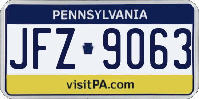 PA license plate JFZ9063