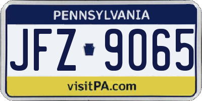 PA license plate JFZ9065