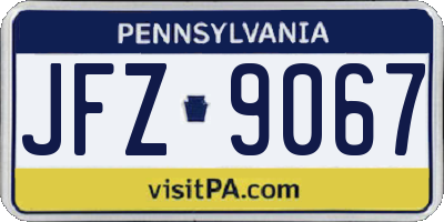 PA license plate JFZ9067