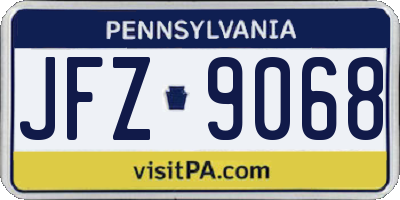 PA license plate JFZ9068