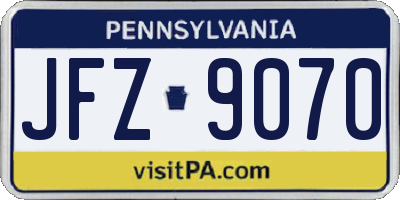 PA license plate JFZ9070