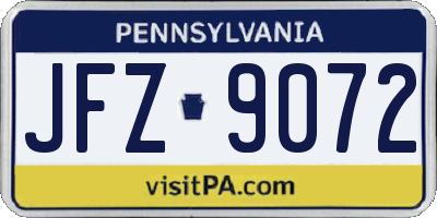 PA license plate JFZ9072