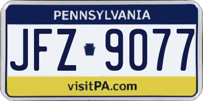 PA license plate JFZ9077