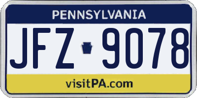 PA license plate JFZ9078