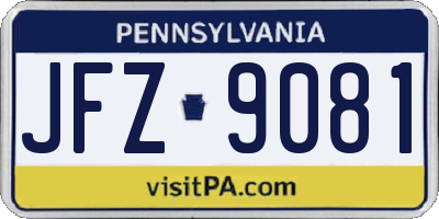 PA license plate JFZ9081