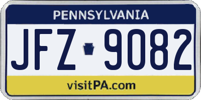 PA license plate JFZ9082