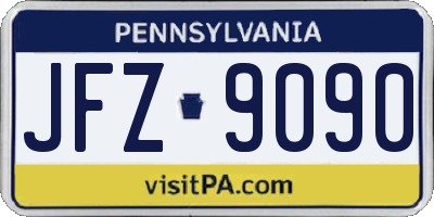 PA license plate JFZ9090