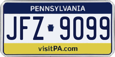 PA license plate JFZ9099