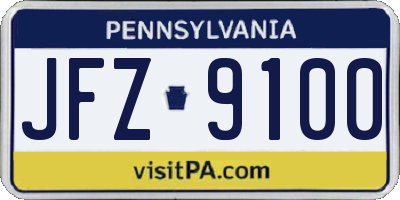 PA license plate JFZ9100