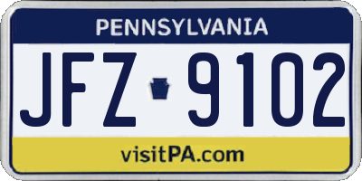 PA license plate JFZ9102