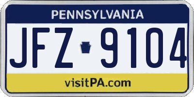 PA license plate JFZ9104