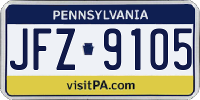 PA license plate JFZ9105
