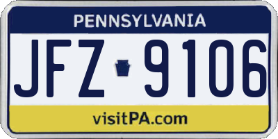 PA license plate JFZ9106