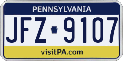 PA license plate JFZ9107