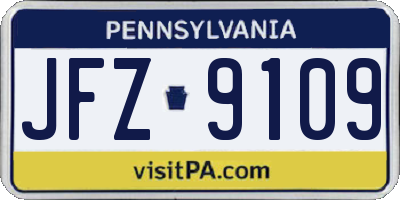 PA license plate JFZ9109