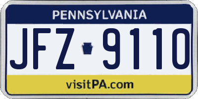 PA license plate JFZ9110