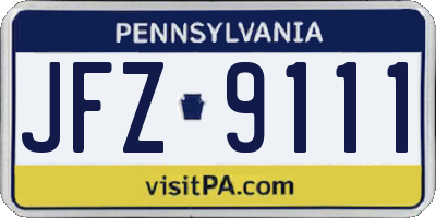 PA license plate JFZ9111