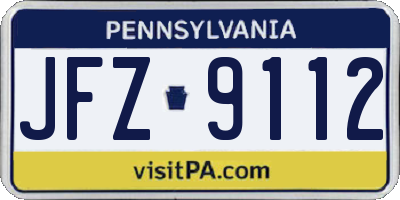 PA license plate JFZ9112