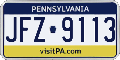 PA license plate JFZ9113