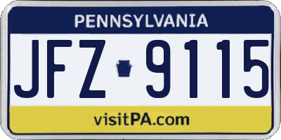 PA license plate JFZ9115