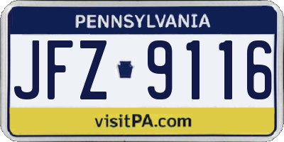 PA license plate JFZ9116