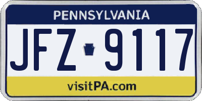 PA license plate JFZ9117