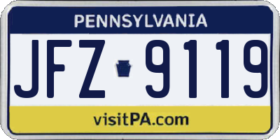 PA license plate JFZ9119