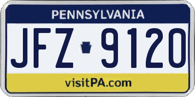 PA license plate JFZ9120