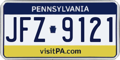 PA license plate JFZ9121