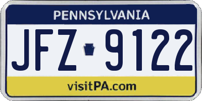 PA license plate JFZ9122