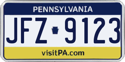 PA license plate JFZ9123