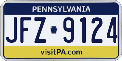 PA license plate JFZ9124