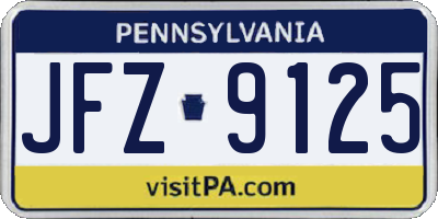 PA license plate JFZ9125