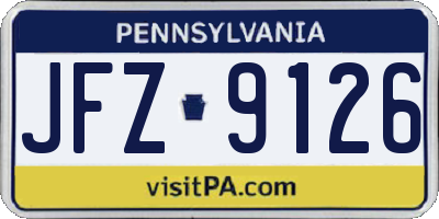 PA license plate JFZ9126
