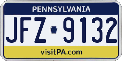 PA license plate JFZ9132