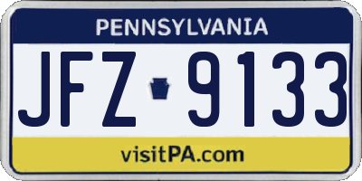 PA license plate JFZ9133