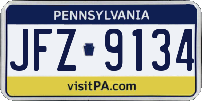 PA license plate JFZ9134