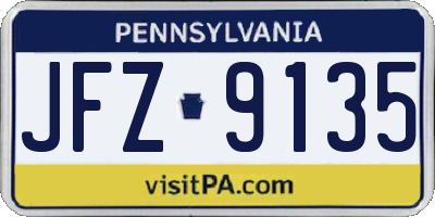 PA license plate JFZ9135
