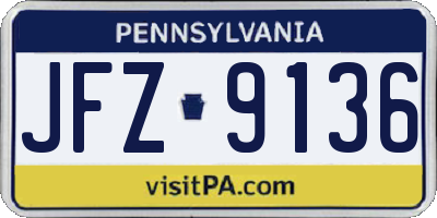 PA license plate JFZ9136