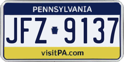PA license plate JFZ9137