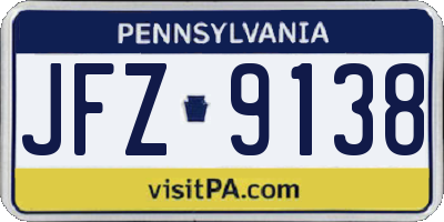 PA license plate JFZ9138