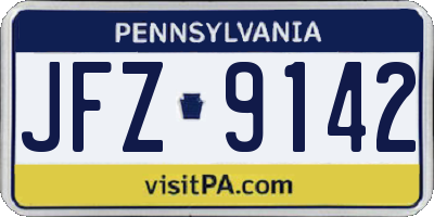 PA license plate JFZ9142
