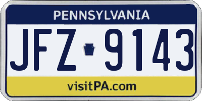PA license plate JFZ9143