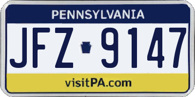 PA license plate JFZ9147