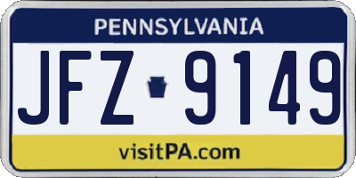 PA license plate JFZ9149